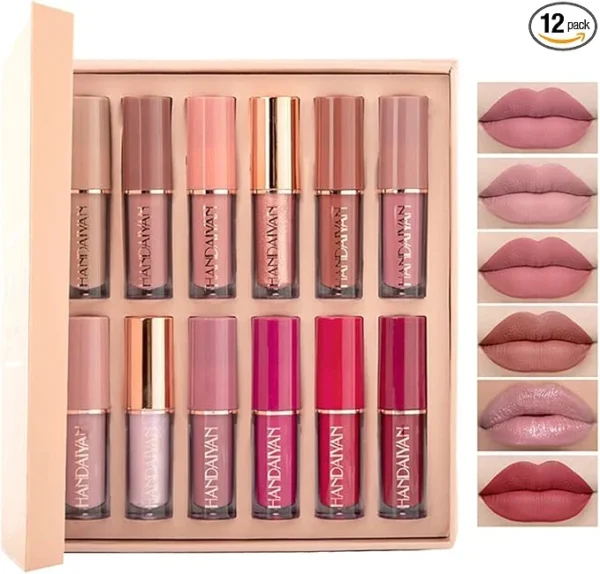 10Pcs Matte Liquid Lipstick with 2 Glitter lipstick Makeup Set