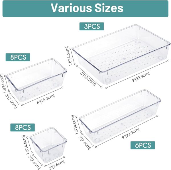 Clear Plastic Drawer Organizer Set - Image 3
